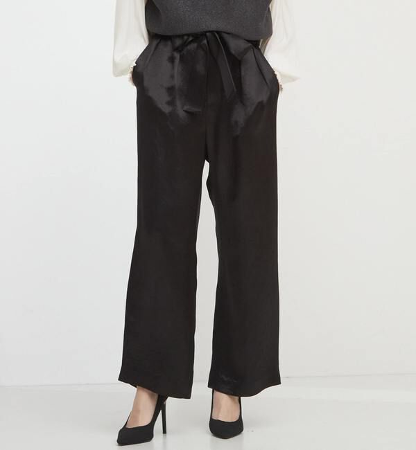 TIARA「リボンワイドストレートパンツ」|その他|ブラック