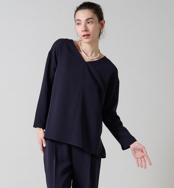 Liesse「バックフレアートップス」|シャツ・ブラウス|ネイビー