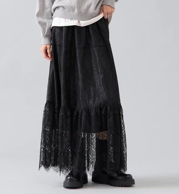 Liesse「レースティアードスカート」|スカート|ブラック