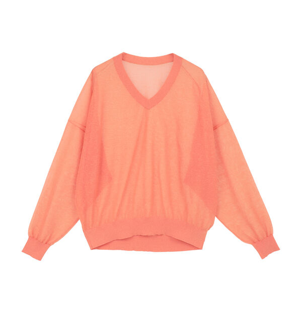 SOFFITTO「テンセルリネンVネックシアーニット」|ニット・セーター|コーラル