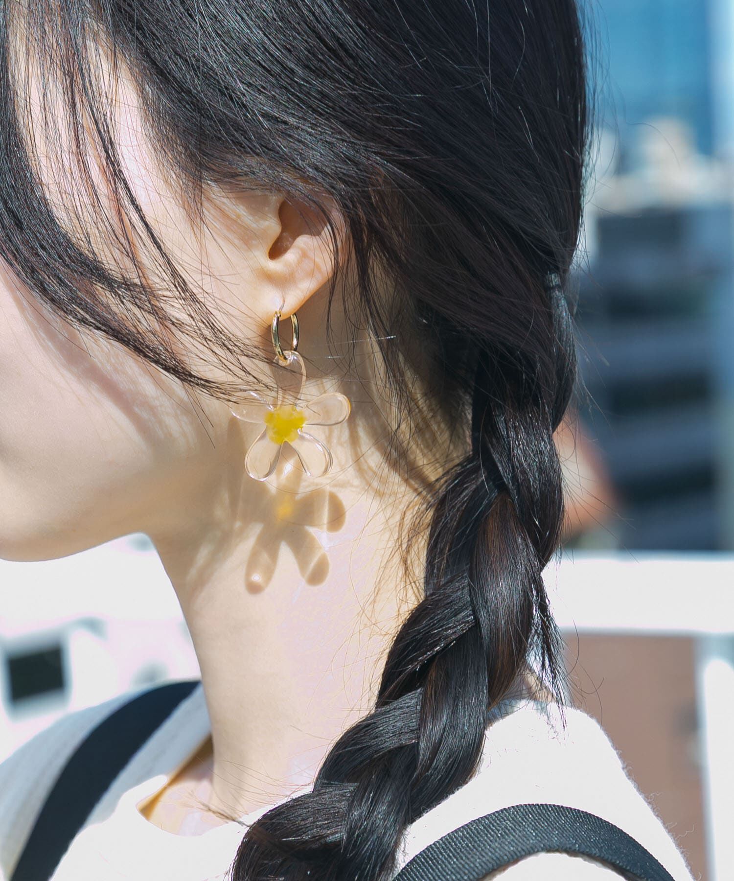 SMELLY「クリアフラワーメタルフープピアス」|ピアス|