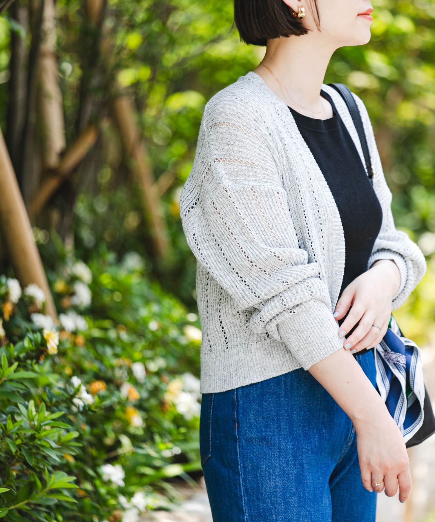 URBAN RESEARCH ROSSO「F by ROSSO　透かし編みショートカーディガン」|カーディガン|