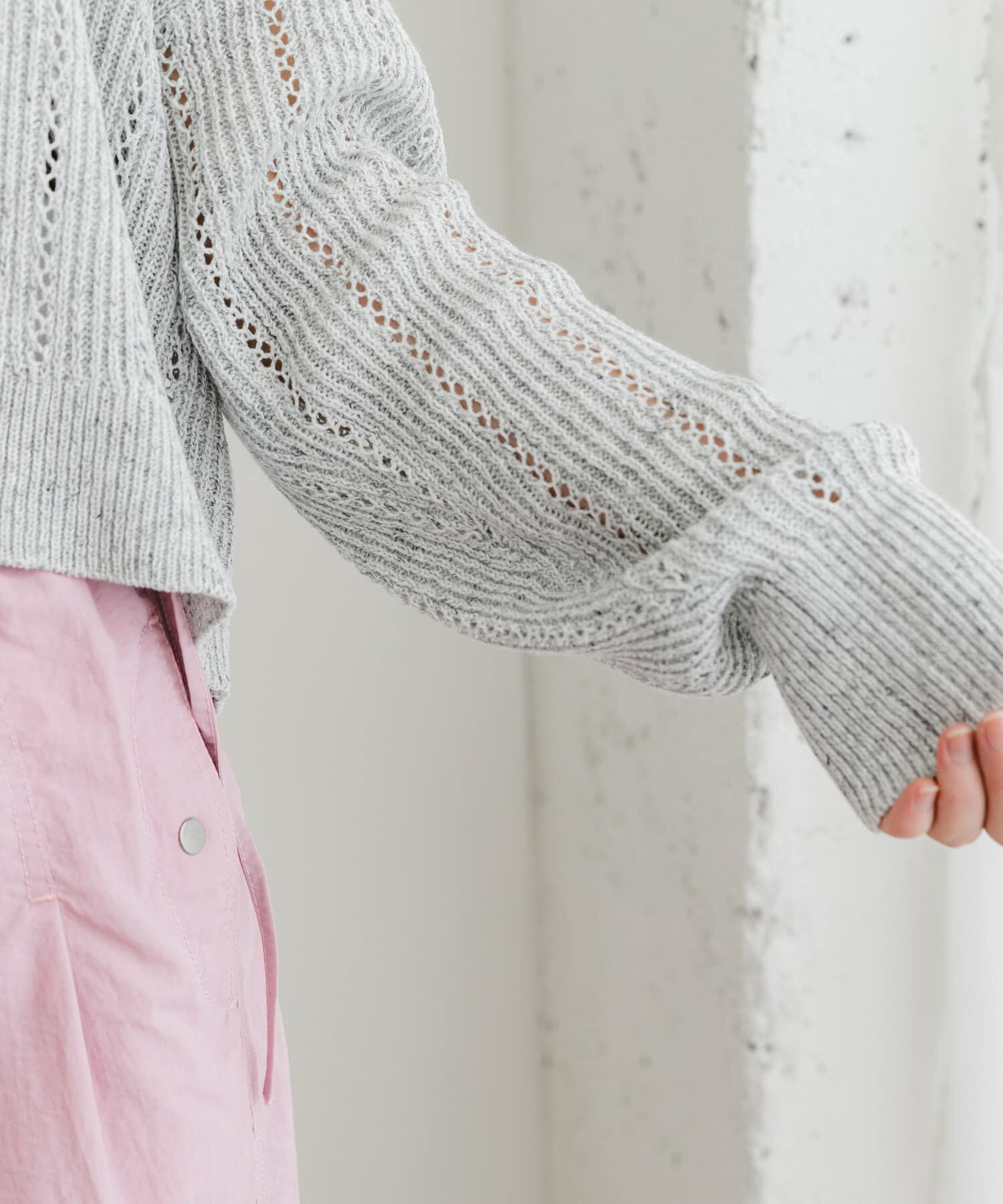 URBAN RESEARCH ROSSO「F by ROSSO　透かし編みショートカーディガン」|カーディガン|