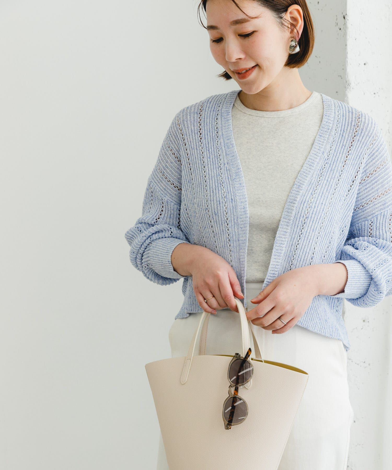 URBAN RESEARCH ROSSO「F by ROSSO　透かし編みショートカーディガン」|カーディガン|