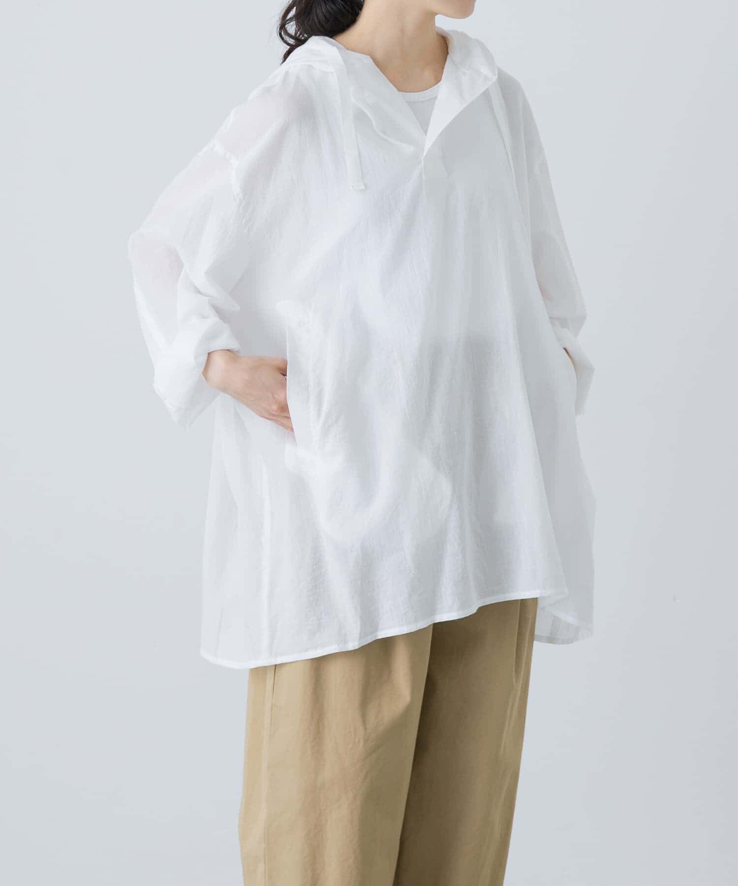 かぐれ「シアーフーディチュニック」|シャツ・ブラウス|オフホワイト