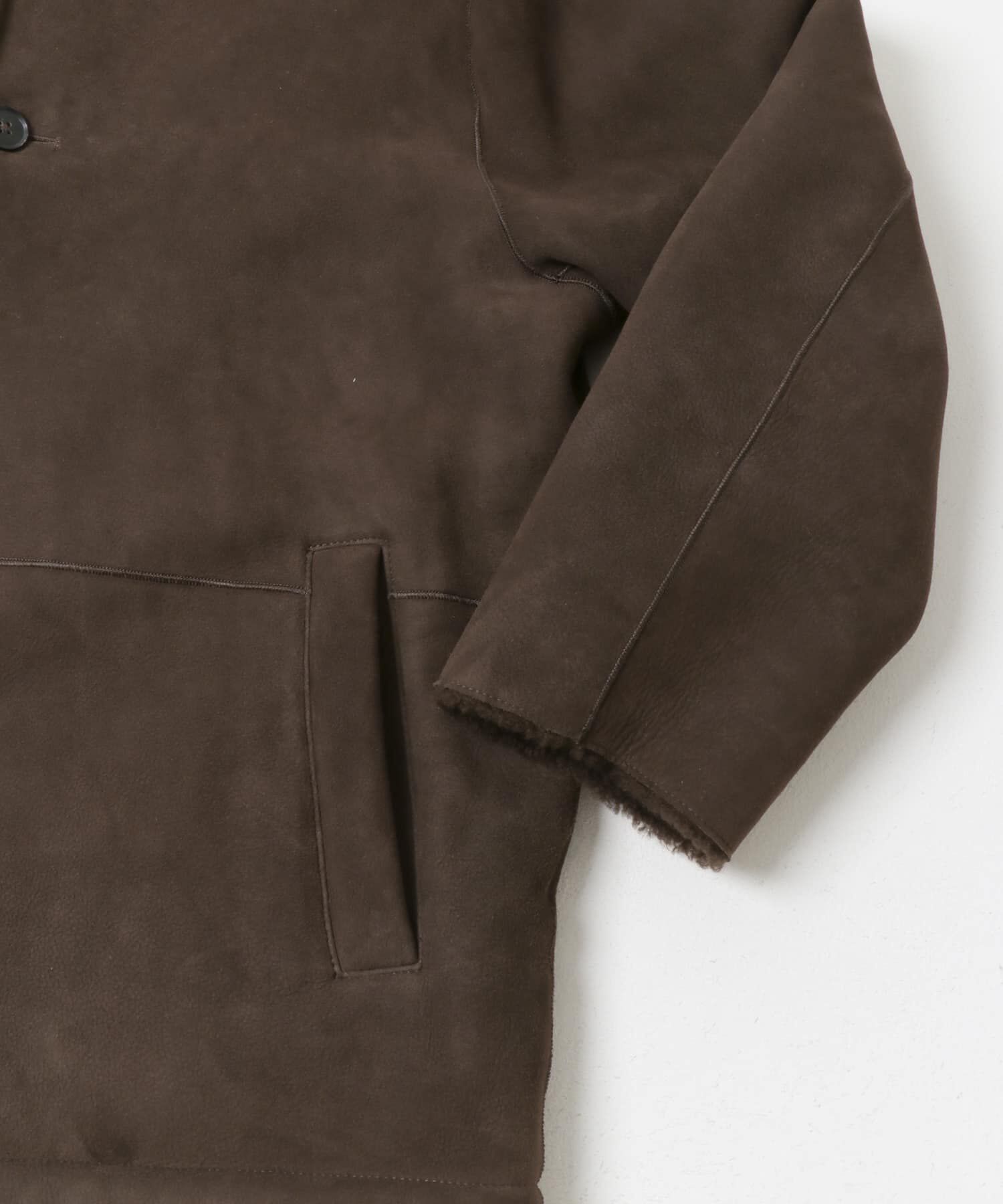 URBAN RESEARCH「new basic　SHEEP MOUTON JACKET」|ノーカラーコート|