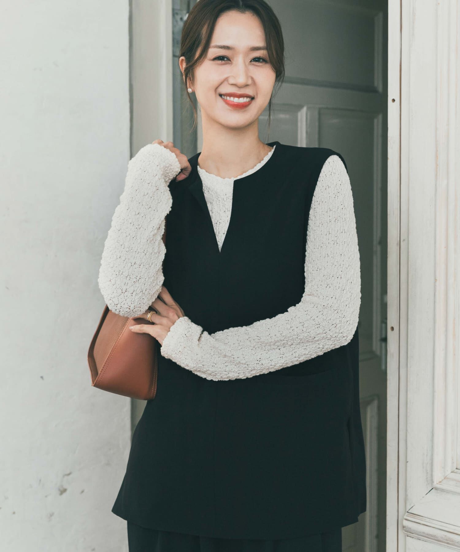 URBAN RESEARCH DOORS「ポコポコレースロングTシャツ」|Tシャツ・カットソー|