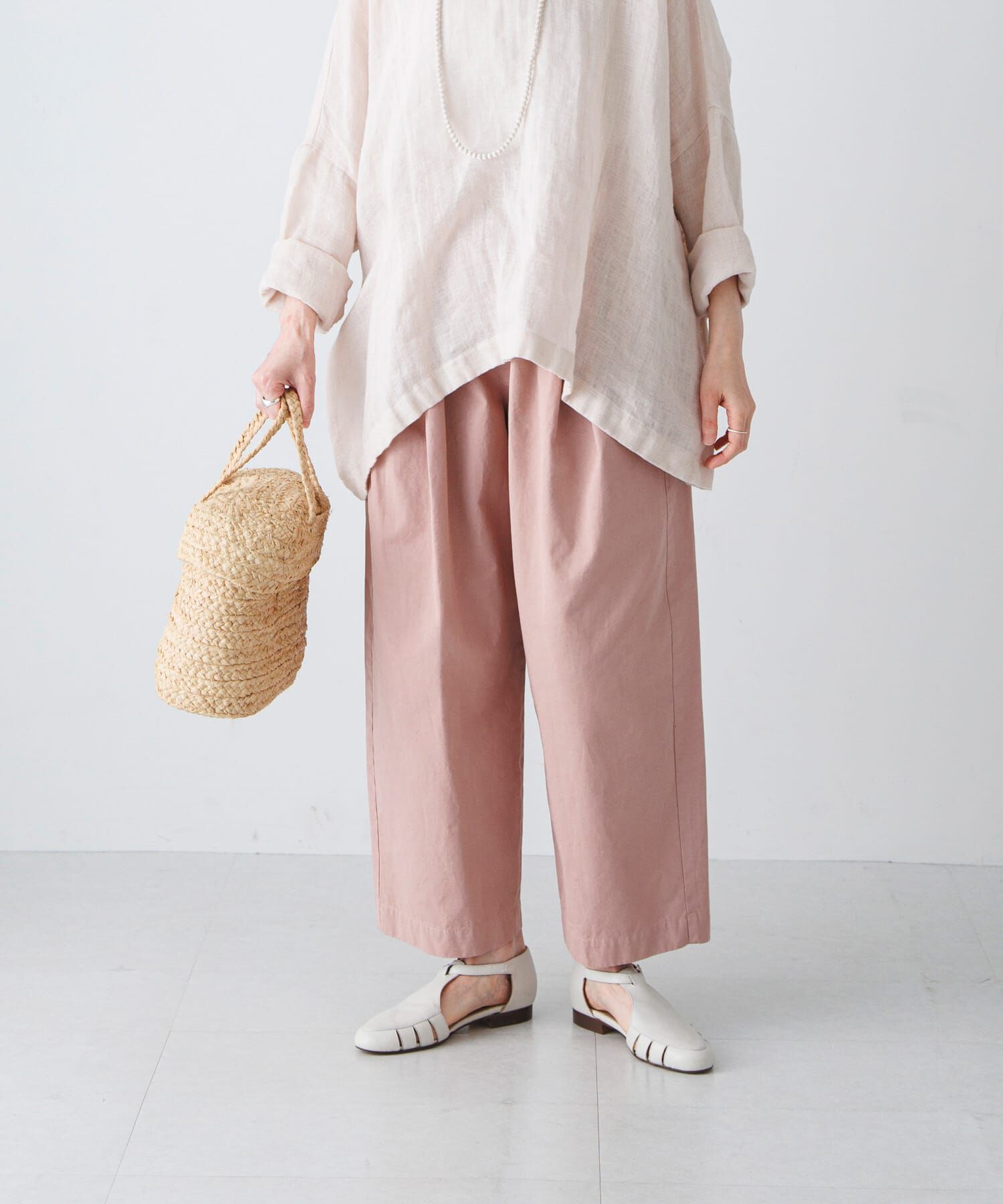 かぐれ「コットンテーパードイージーパンツ」|その他|ピンク