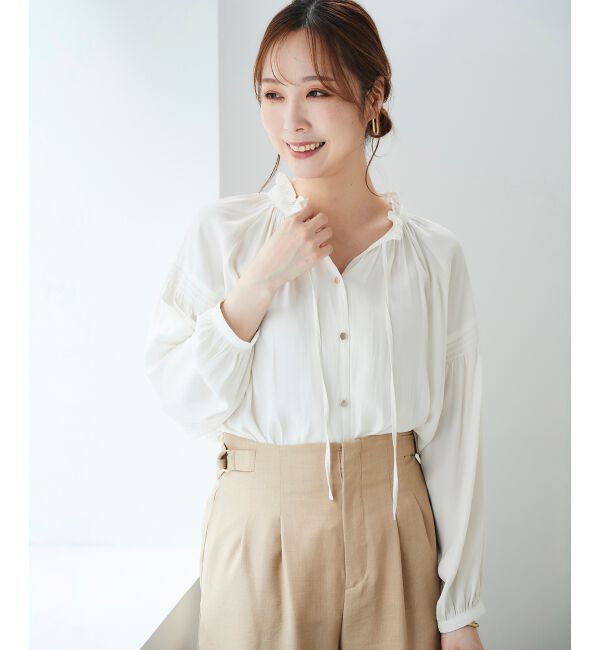 le.coeur blanc「カッセンジョーゼット2wayフリルネックブラウス」|シャツ・ブラウス|