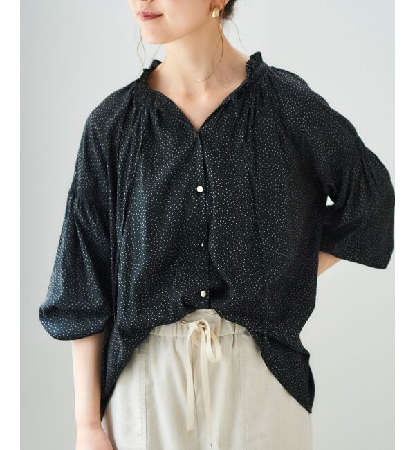 le.coeur blanc「カッセンジョーゼット2wayフリルネックブラウス」|シャツ・ブラウス|