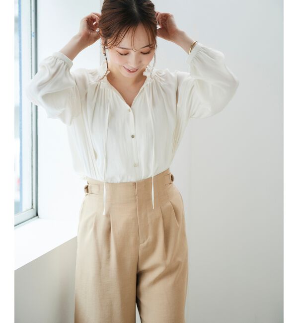 le.coeur blanc「カッセンジョーゼット2wayフリルネックブラウス」|シャツ・ブラウス|