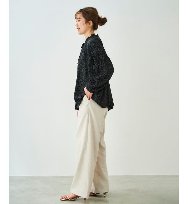 le.coeur blanc「カッセンジョーゼット2wayフリルネックブラウス」|シャツ・ブラウス|