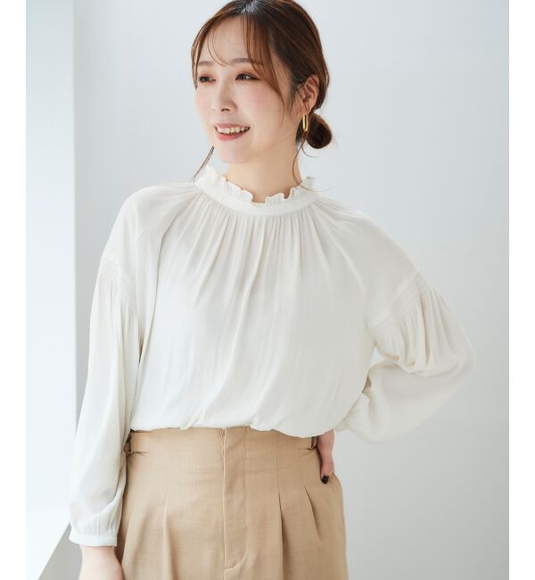 le.coeur blanc「カッセンジョーゼット2wayフリルネックブラウス」|シャツ・ブラウス|