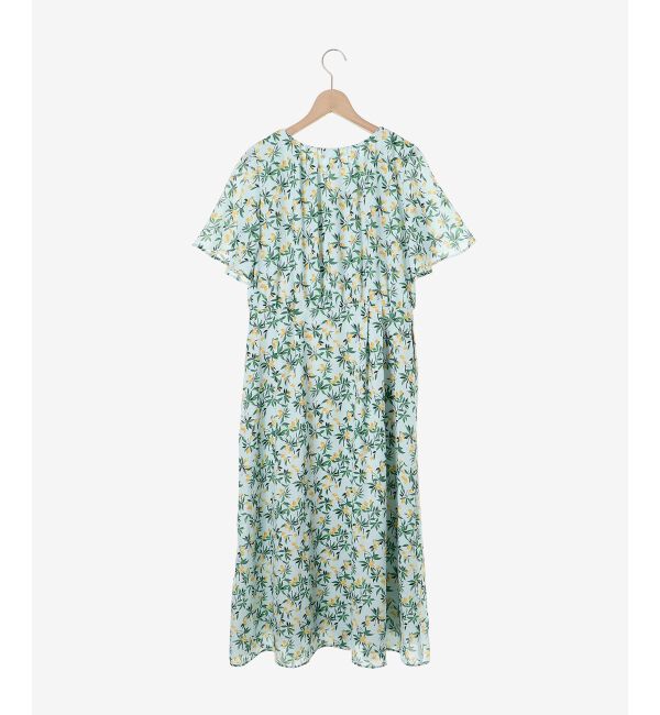  「レモンプリントVネックワンピース」|ワンピース|