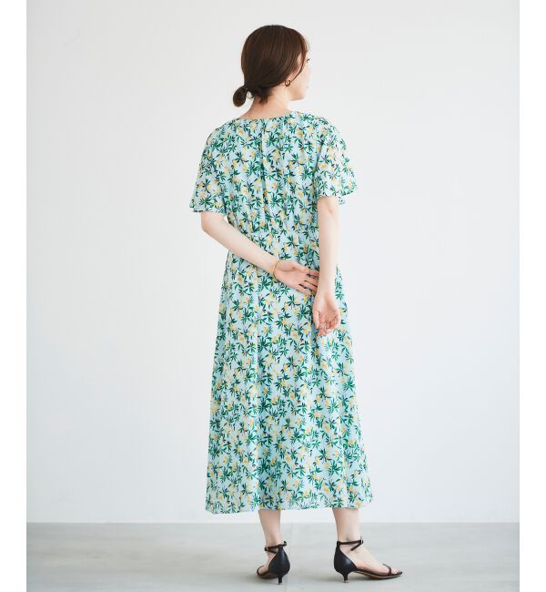  「レモンプリントVネックワンピース」|ワンピース|