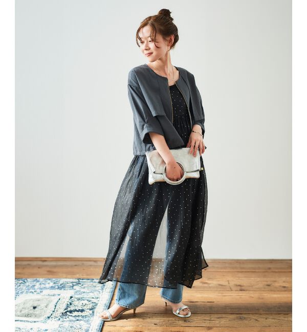 le.coeur blanc「《手洗い可能》箔ドットオーガンジーキャミワンピース」|ワンピース|