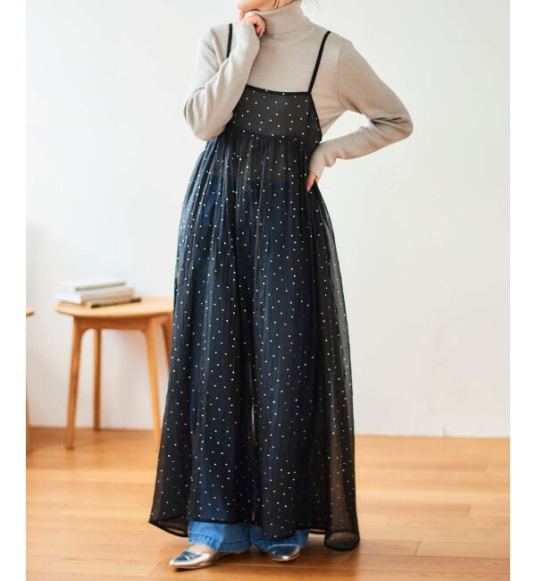 le.coeur blanc「《手洗い可能》箔ドットオーガンジーキャミワンピース」|ワンピース|