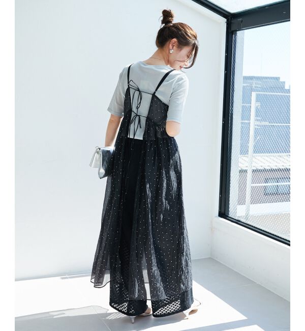 le.coeur blanc「《手洗い可能》箔ドットオーガンジーキャミワンピース」|ワンピース|