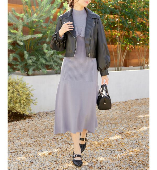 MAJESTICLEGON「プレートカーデsetニットワンピ」|ワンピース|