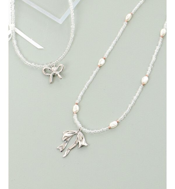  「きらきらリボンモチーフネックレス」|ネックレス|