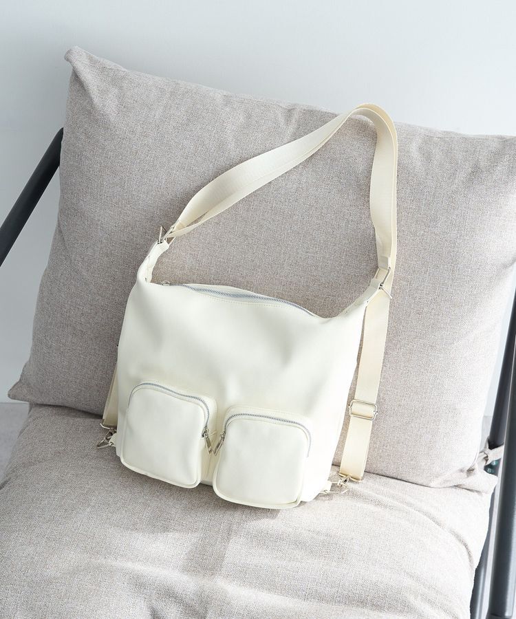 earth music&ecology「Wポケット３WAYショルダーバッグ」|ショルダー・メッセンジャー|Ivory