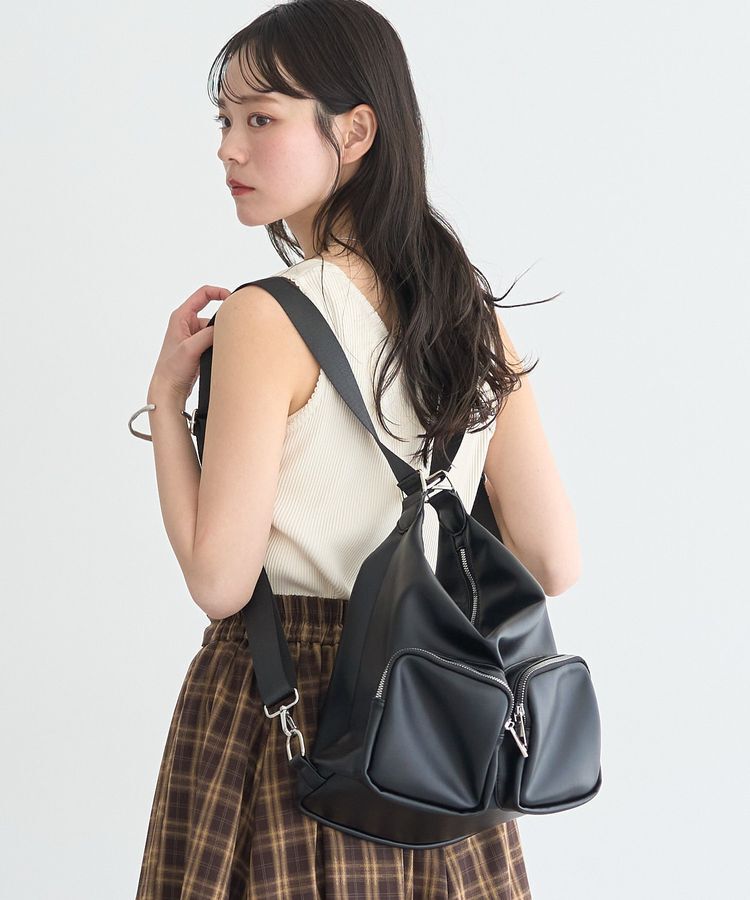 earth music&ecology「Wポケット３WAYショルダーバッグ」|ショルダー・メッセンジャー|