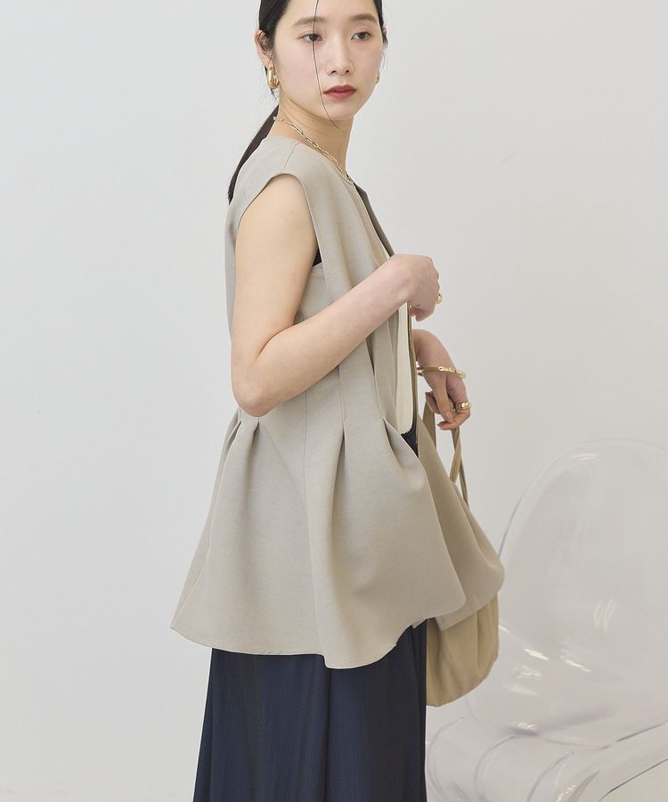 AMERICAN HOLIC「【接触冷感・イージーケア】リネンライクペプラムベスト」|ベスト・ジレ|