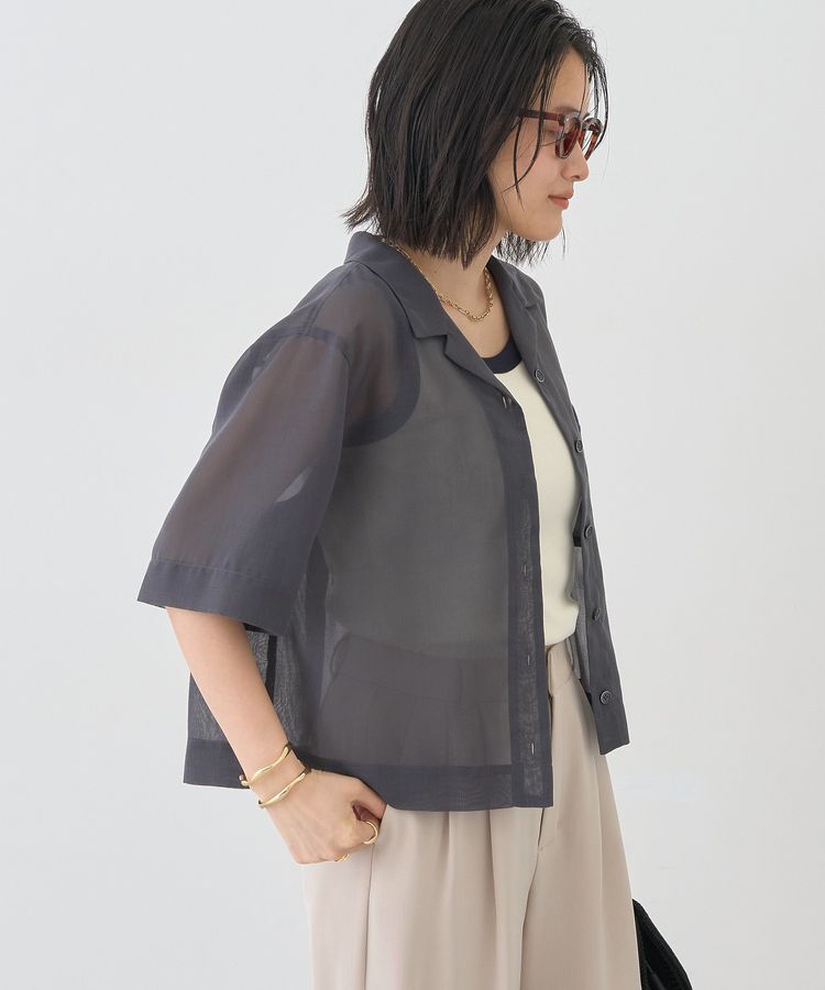 AMERICAN HOLIC「シアーショート丈開襟シャツ」|シャツ・ブラウス|