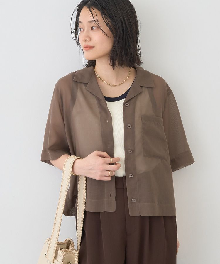 AMERICAN HOLIC「シアーショート丈開襟シャツ」|シャツ・ブラウス|