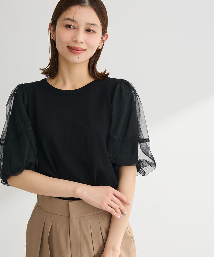 Green Parks「チュールボリュームスリーブニットプルオーバー」|ニット・セーター|