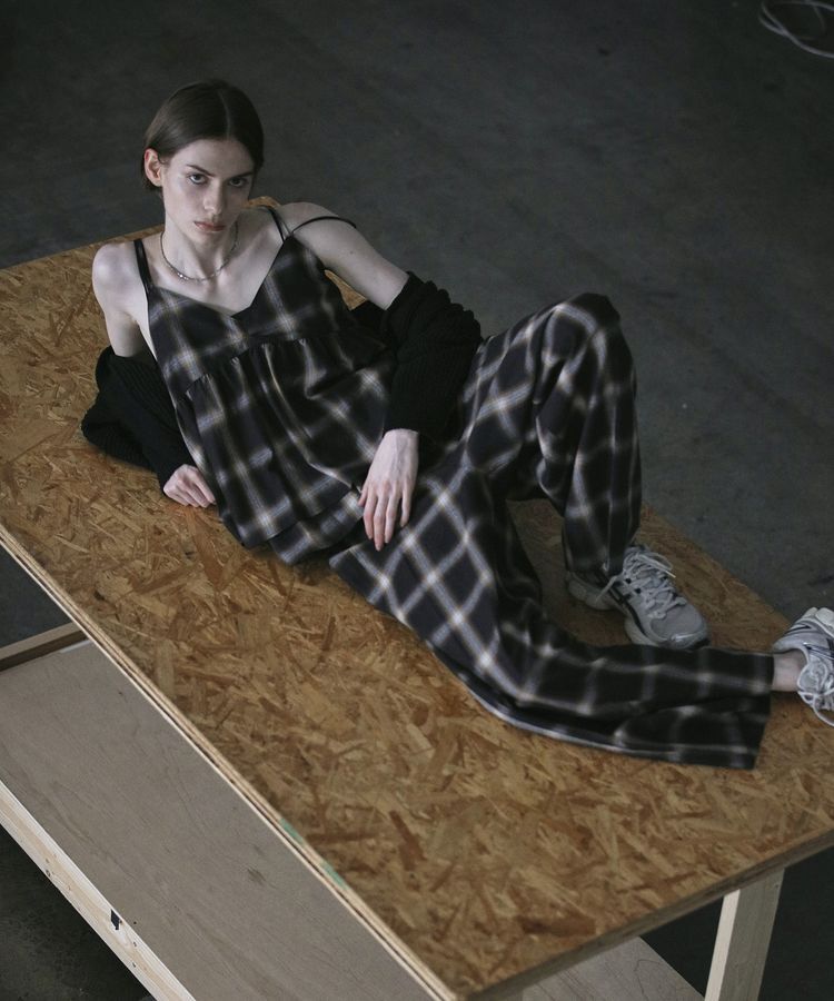 GARAGE OF GOOD CLOTHING「【日本製】オンブレチェックVネックキャミソール」|ベスト・ジレ|