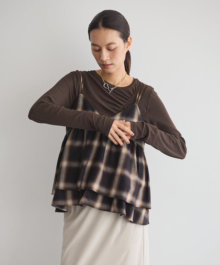 GARAGE OF GOOD CLOTHING「【日本製】オンブレチェックVネックキャミソール」|ベスト・ジレ|