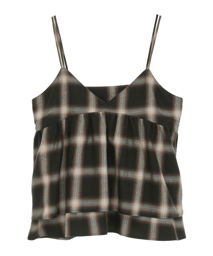 GARAGE OF GOOD CLOTHING「【日本製】オンブレチェックVネックキャミソール」|ベスト・ジレ|