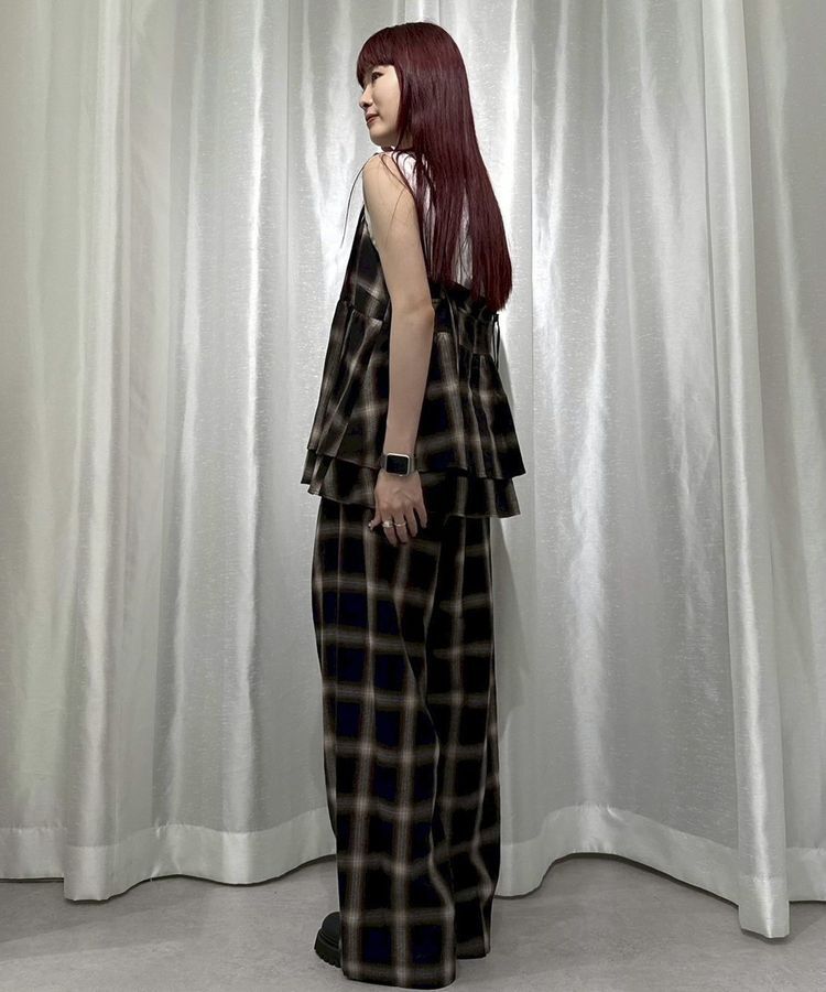 GARAGE OF GOOD CLOTHING「【日本製】オンブレチェックVネックキャミソール」|ベスト・ジレ|