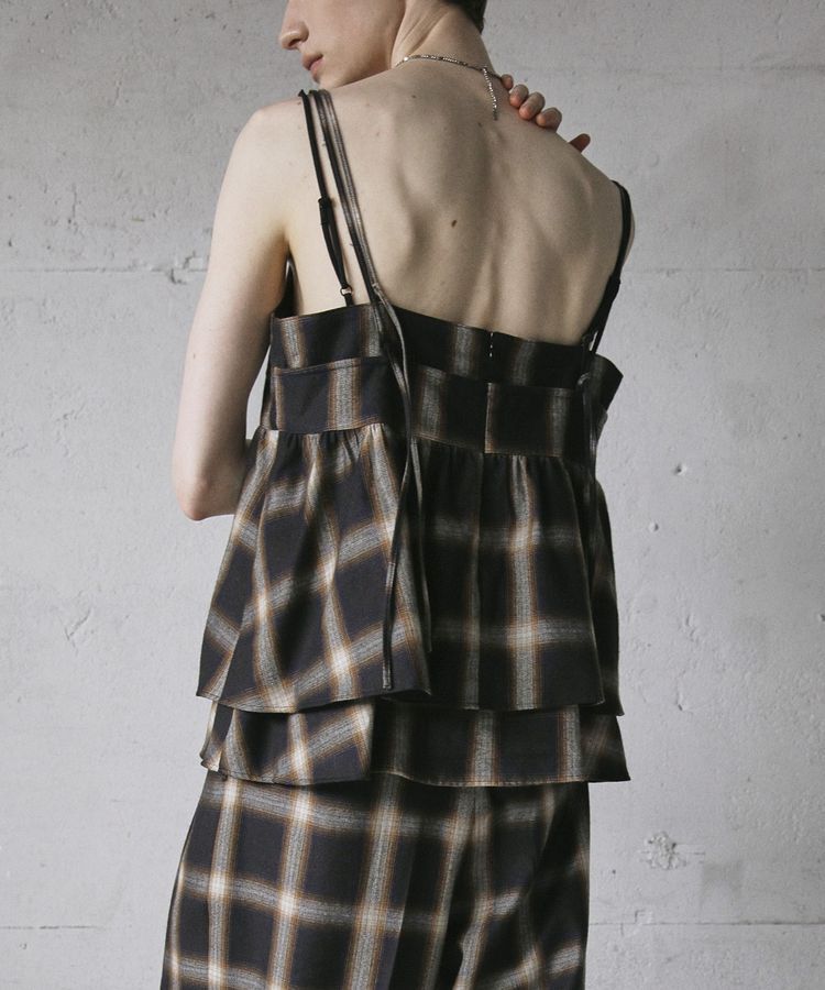 GARAGE OF GOOD CLOTHING「【日本製】オンブレチェックVネックキャミソール」|ベスト・ジレ|