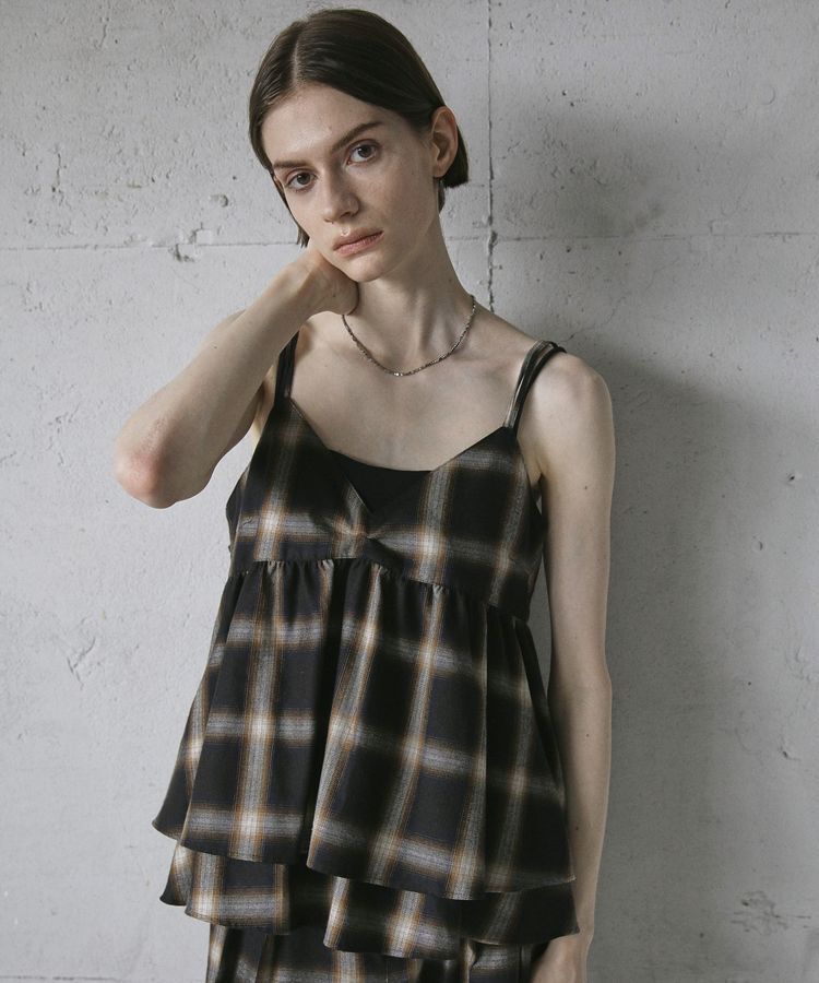 GARAGE OF GOOD CLOTHING「【日本製】オンブレチェックVネックキャミソール」|ベスト・ジレ|