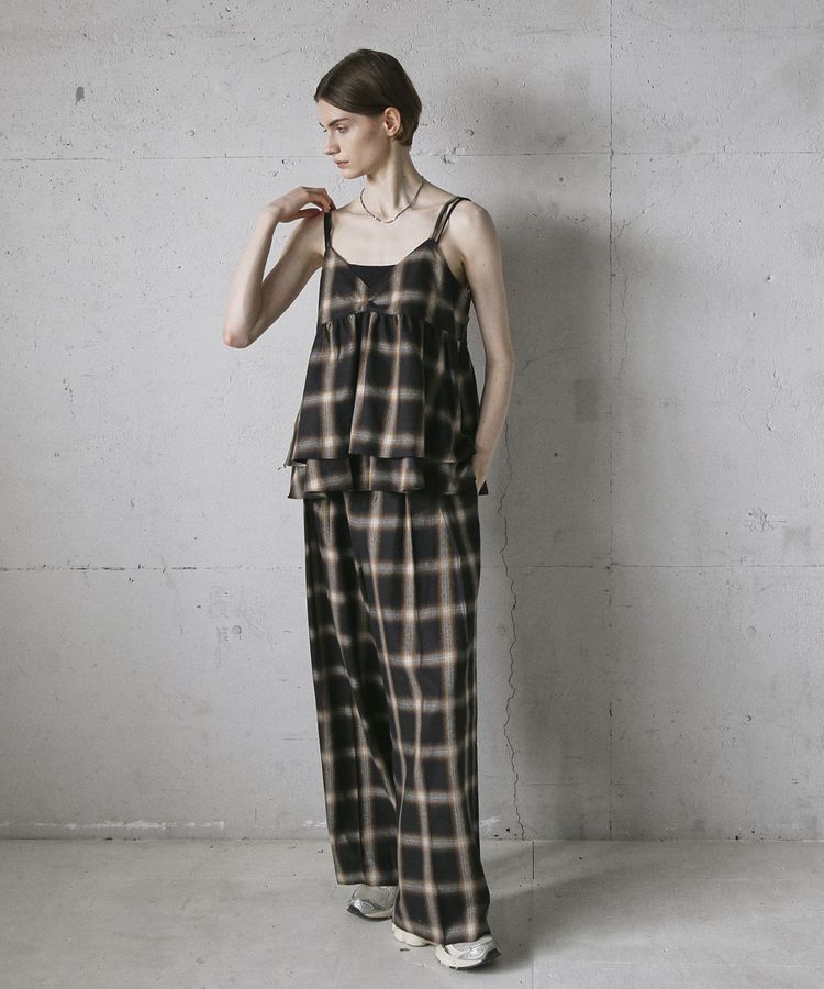 GARAGE OF GOOD CLOTHING「【日本製】オンブレチェックVネックキャミソール」|ベスト・ジレ|