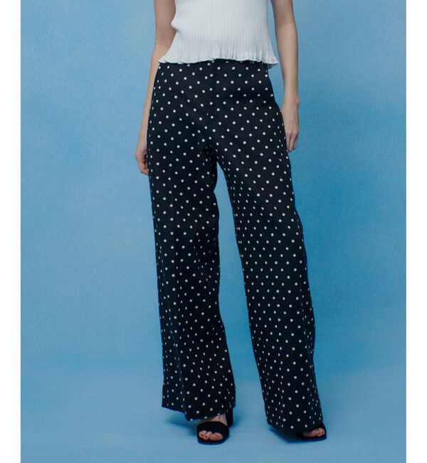 LOULOU WILLOUGHBY「【LOULOU WILLOUGHBY】リネン混ドットワイドパンツ」|チノ|