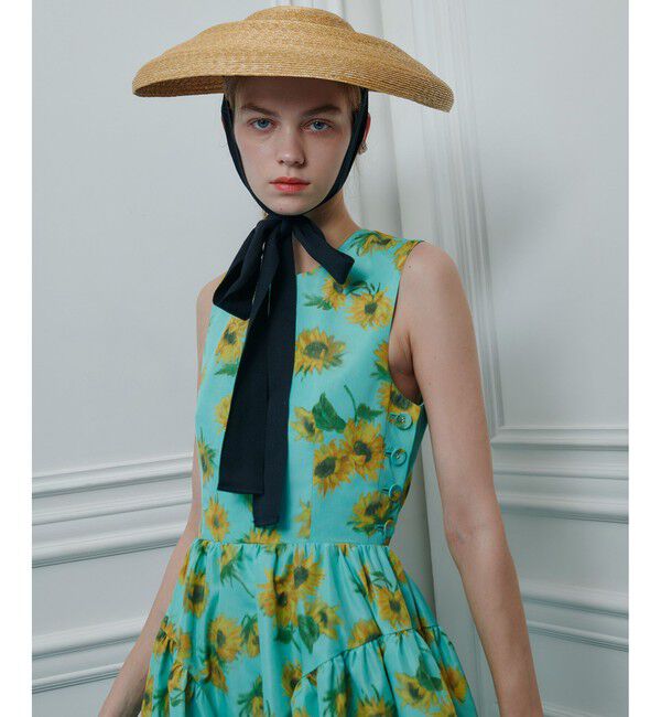 LOULOU WILLOUGHBY「 WEB 一部店舗限定【LOULOU WILLOUGHBY】サンフラワープリントバッククロスワンピース」|ワンピース|