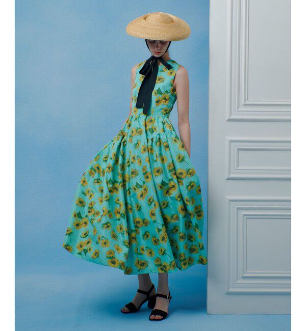 LOULOU WILLOUGHBY「 WEB 一部店舗限定【LOULOU WILLOUGHBY】サンフラワープリントバッククロスワンピース」|ワンピース|