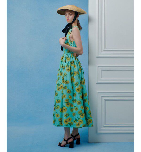 LOULOU WILLOUGHBY「 WEB 一部店舗限定【LOULOU WILLOUGHBY】サンフラワープリントバッククロスワンピース」|ワンピース|