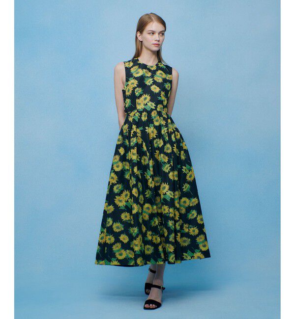 LOULOU WILLOUGHBY「 WEB 一部店舗限定【LOULOU WILLOUGHBY】サンフラワープリントバッククロスワンピース」|ワンピース|