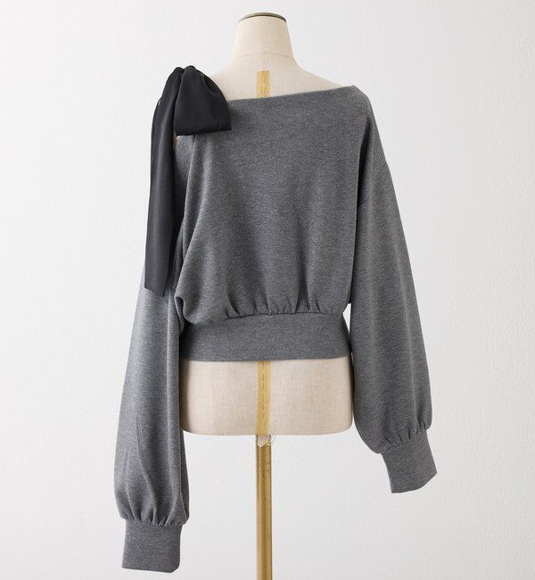  「肩リボン刺繍入りラメトップス」|プルオーバー|