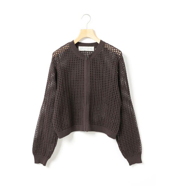 MidiUmi「MidiUmi メッシュニットジップカーディガン」|カーディガン|ブラウン