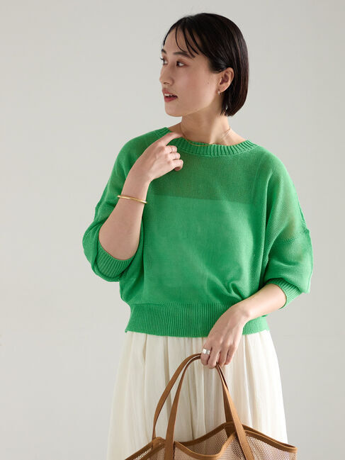 Te chichi「【WEB限定カラーあり】ペーパータッチヤーン2wayメッシュニット」|ニット・セーター|