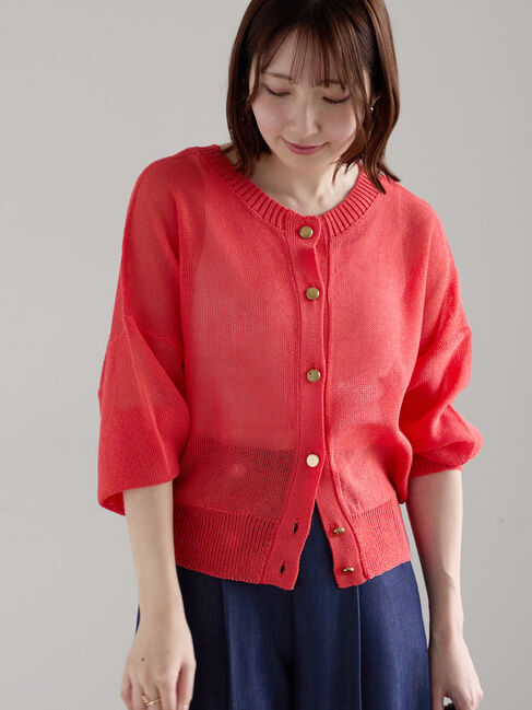 Te chichi「【WEB限定カラーあり】ペーパータッチヤーン2wayメッシュニット」|ニット・セーター|レッド