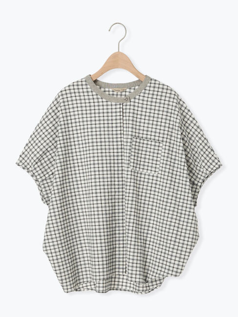 Samansa Mos2「【クールコットン】柄アソートクレリック袖タックブラウス」|シャツ・ブラウス|