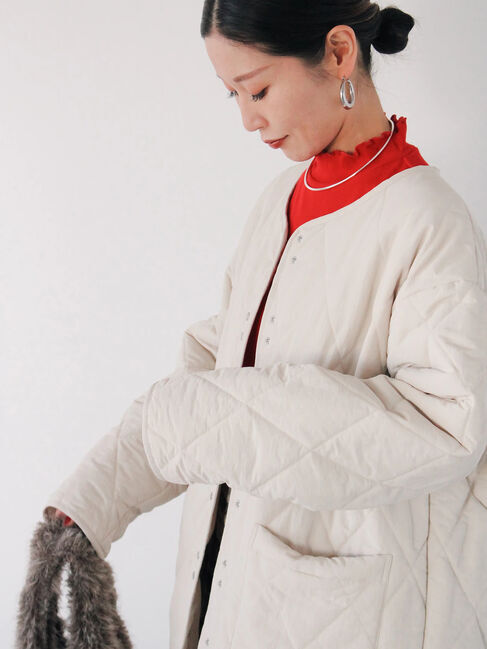 Samansa Mos2 blue「キルトミドルコート」|その他|