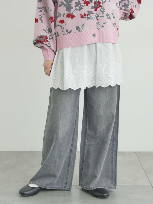 Samansa Mos2「デニムストレートパンツ」|その他|チャコールグレー