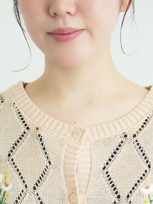 Samansa Mos2「ビーズ花刺繍カーディガン」|カーディガン|